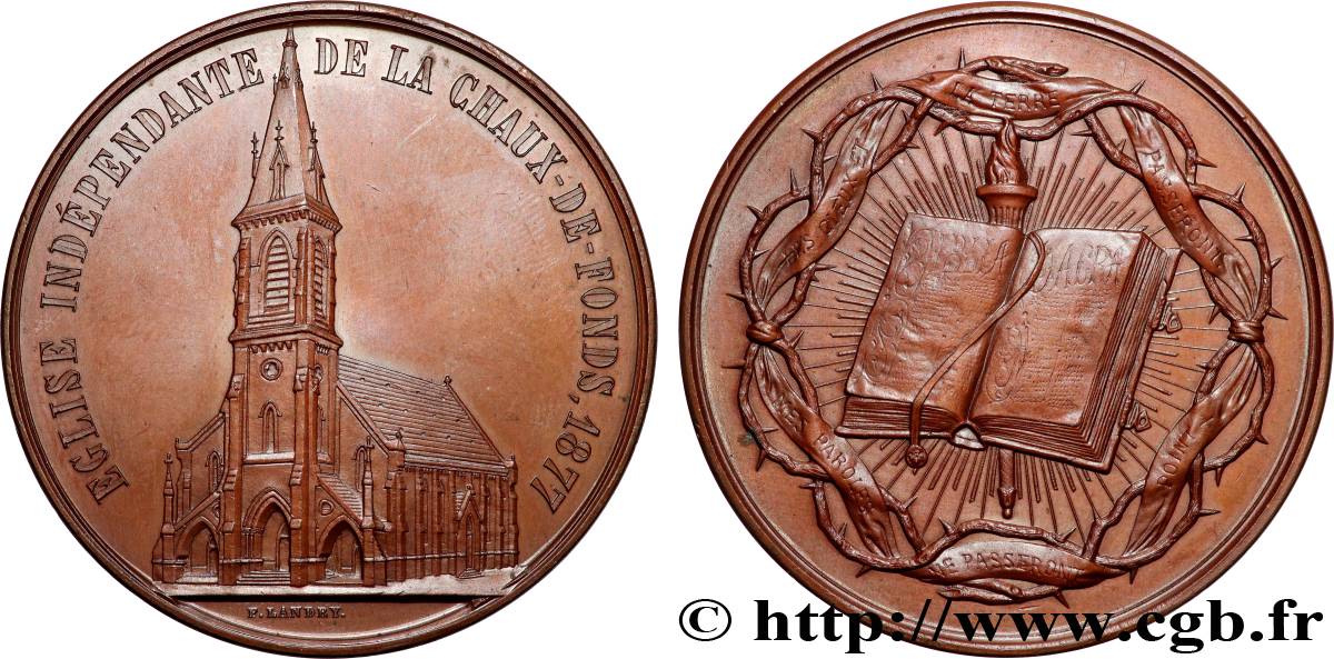SWITZERLAND - CANTON OF NEUCHATEL Médaille, Église indépendante de la Chaux-de-Fonds AU