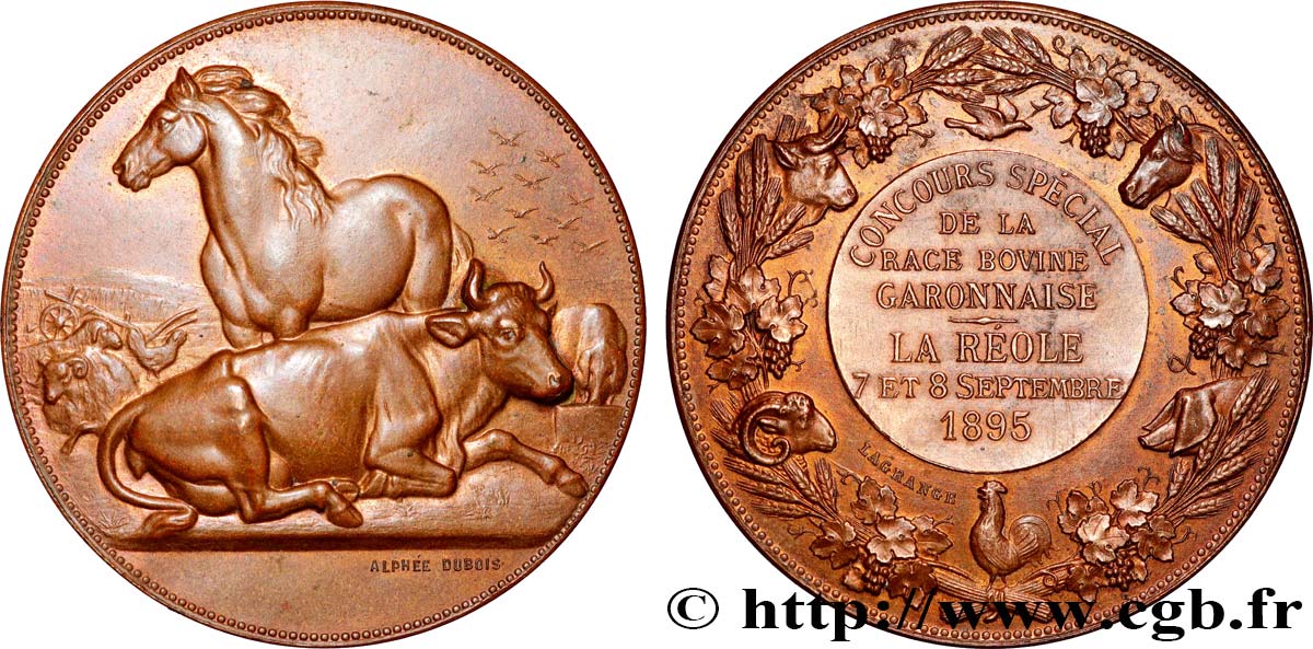 TROISIÈME RÉPUBLIQUE Médaille, Concours spécial de la race bovine garonnaise TTB+