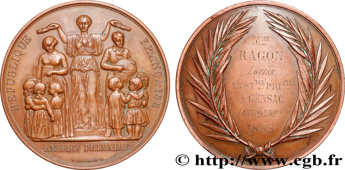 TROISIÈME RÉPUBLIQUE Médaille, Enseignement primaire TTB