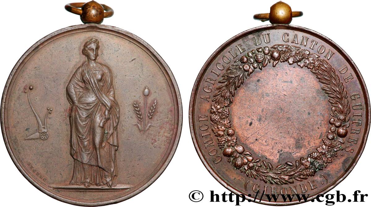 SOCIÉTÉS D AGRICULTURE, HORTICULTURE, PÈCHE ET CHASSE Médaille, Comice agricole SS