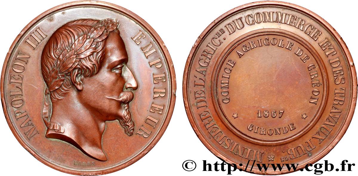 SECOND EMPIRE Médaille, Comice agricole TTB+