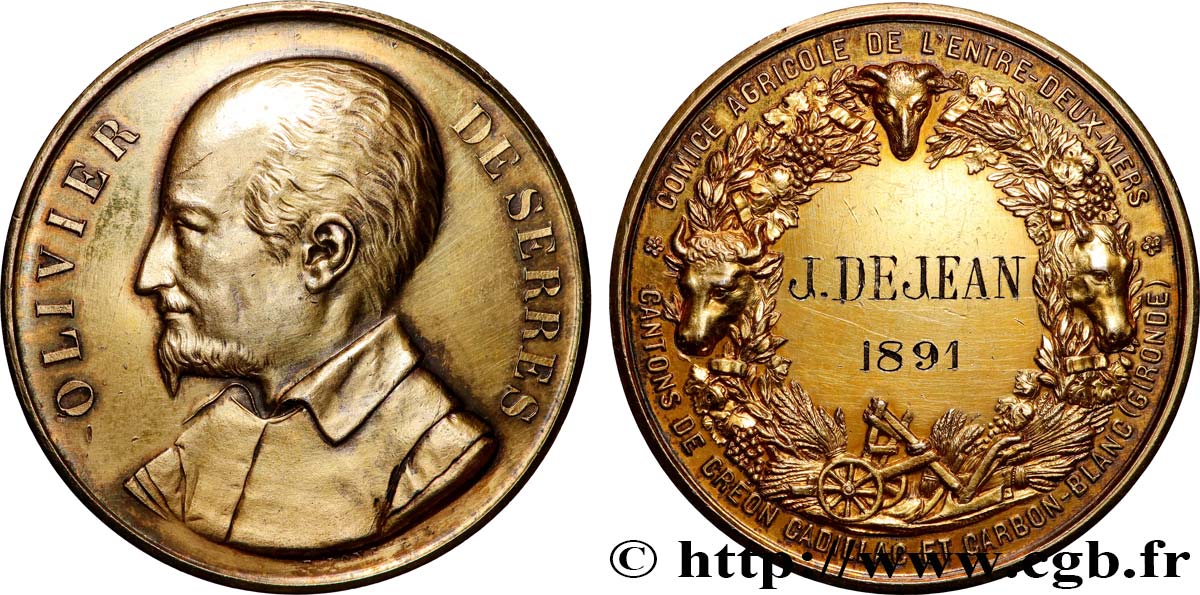 III REPUBLIC Médaille, Comice agricole de l’entre-deux-mers, Prix d’honneur AU