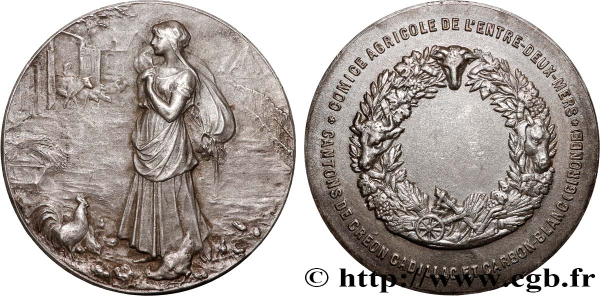 SOCIÉTÉS D AGRICULTURE, HORTICULTURE, PÊCHE ET CHASSE Médaille, Comice agricole de l’entre-deux-mers TTB+