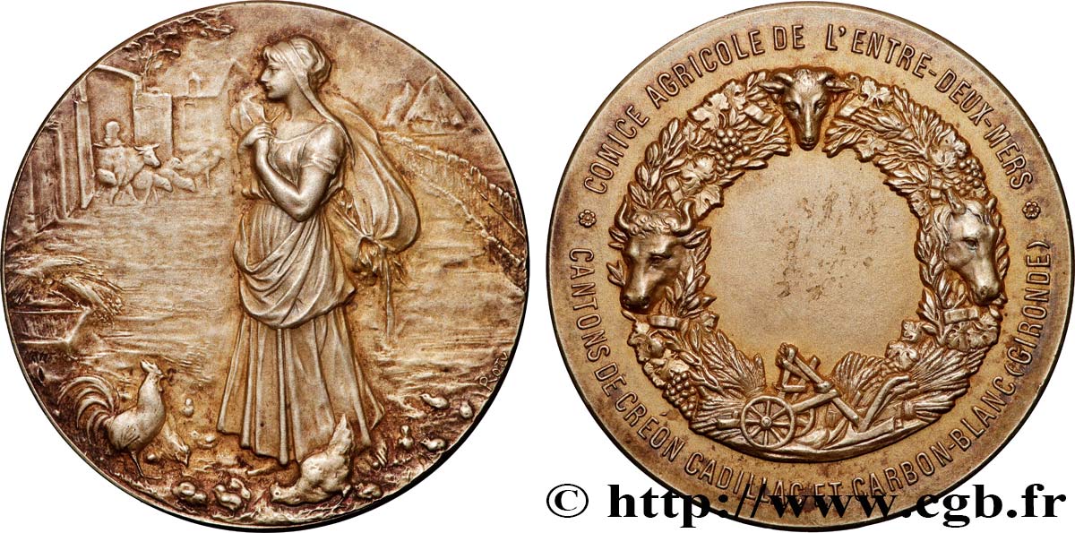 SOCIÉTÉS D AGRICULTURE, HORTICULTURE, PÈCHE ET CHASSE Médaille, Comice agricole de l’entre-deux-mers fVZ
