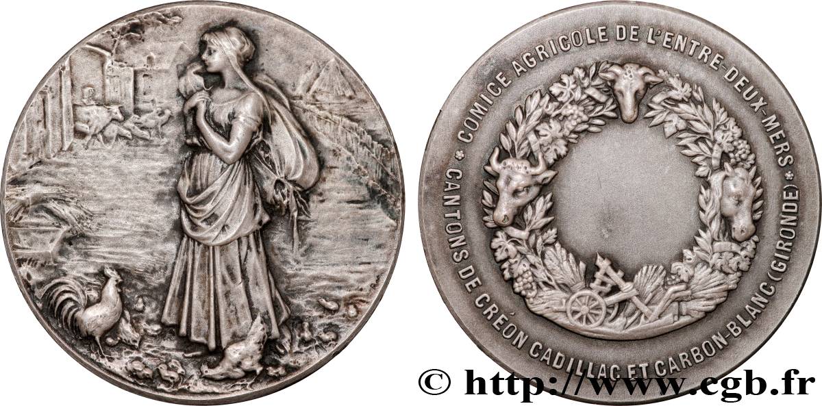 SOCIÉTÉS D AGRICULTURE, HORTICULTURE, PÊCHE ET CHASSE Médaille, Comice agricole de l’entre-deux-mers TTB+