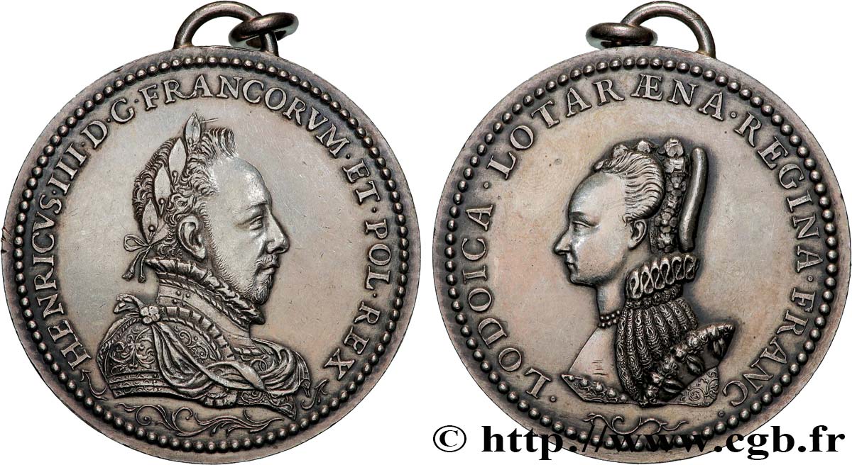 HENRY III Médaille, Henri III et Louise de Lorraine, refrappe fVZ
