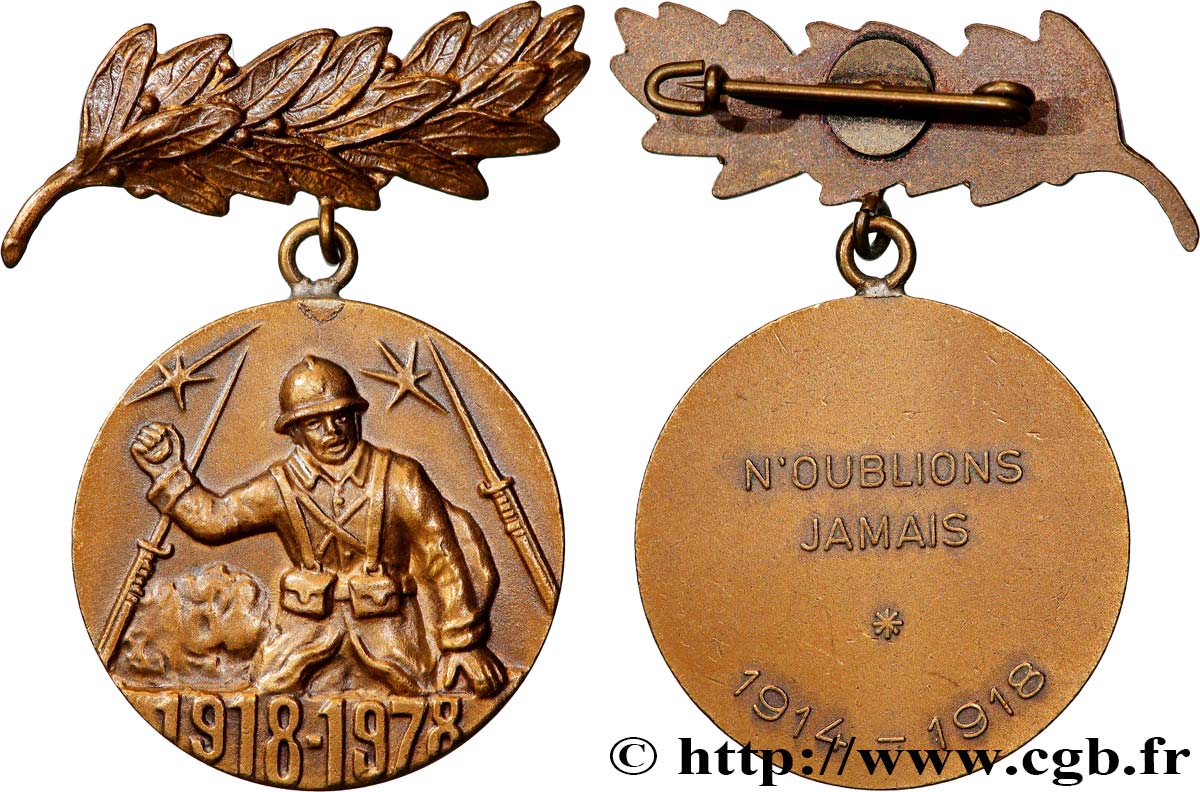CINQUIÈME RÉPUBLIQUE Médaille, Aux anciens combattants SUP/TTB
