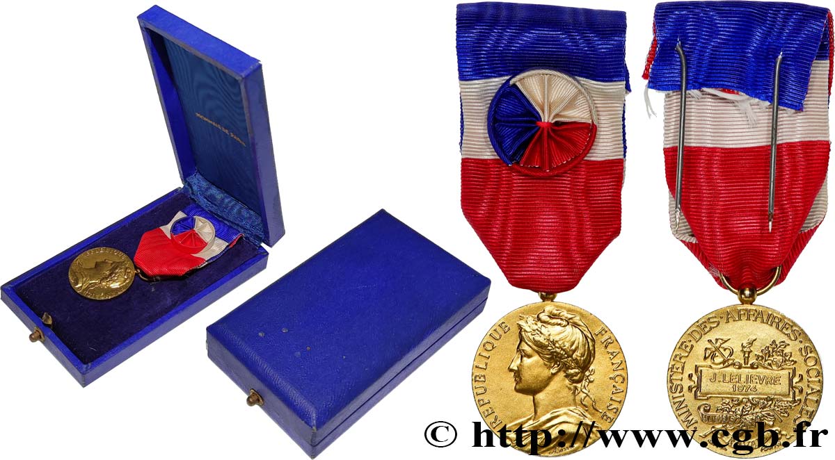 QUINTA REPUBBLICA FRANCESE Médaille d’honneur du travail, Ministère des affaires sociales, Vermeil SPL