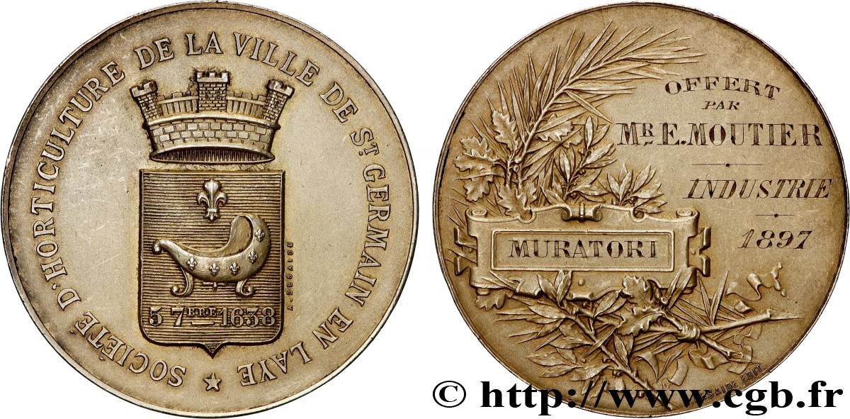 TROISIÈME RÉPUBLIQUE Médaille, Société d’horticulture de Saint-Germain-en-Laye TTB+