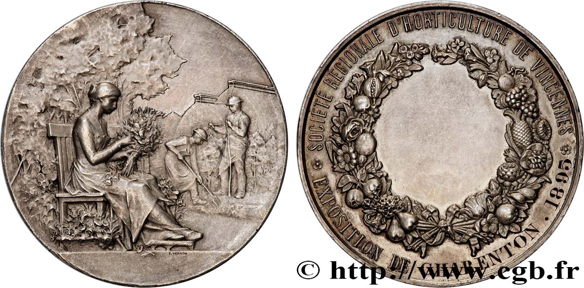 III REPUBLIC Médaille, Société régionale d’horticulture de Vincennes AU