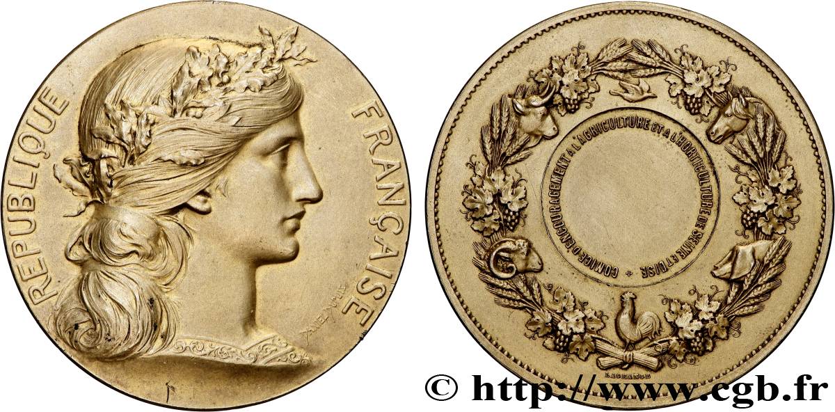 TROISIÈME RÉPUBLIQUE Médaille, Comice d’encouragement à l’agriculture et à l’horticulture TTB+
