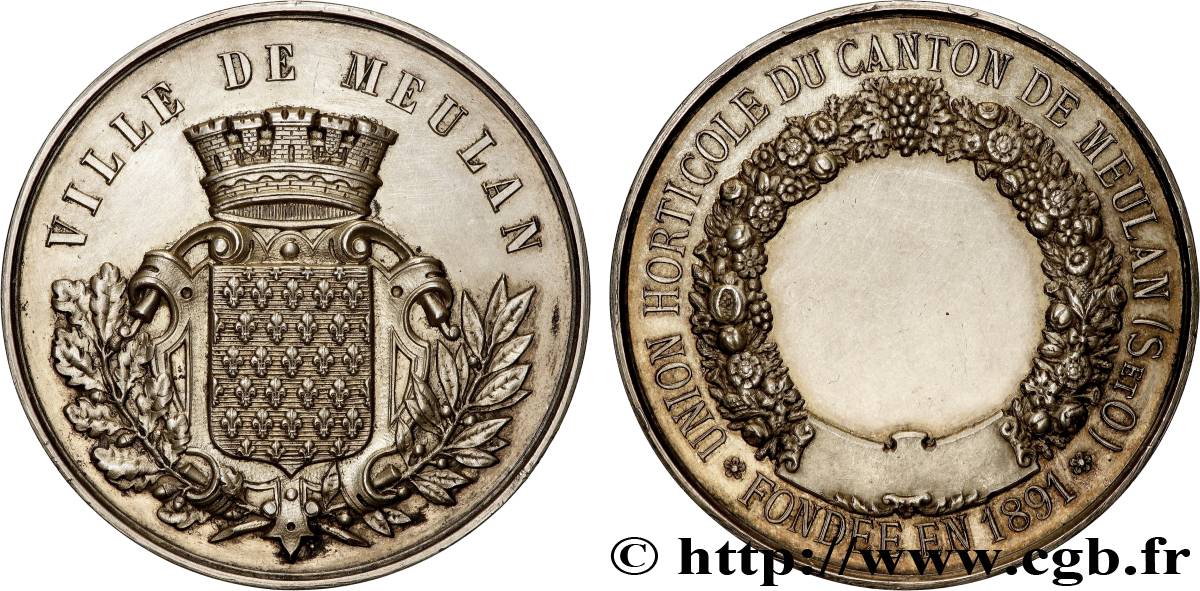 III REPUBLIC Médaille, Union horticole du canton de Meulan AU