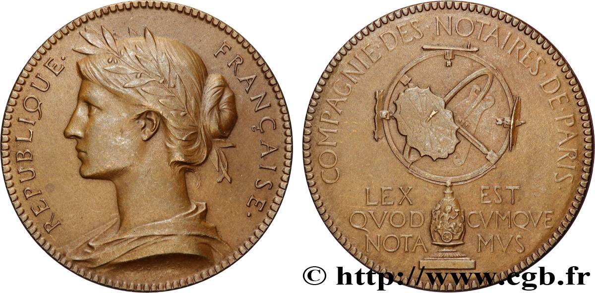 TROISIÈME RÉPUBLIQUE Médaille, Notaires de Paris, refrappe TTB+