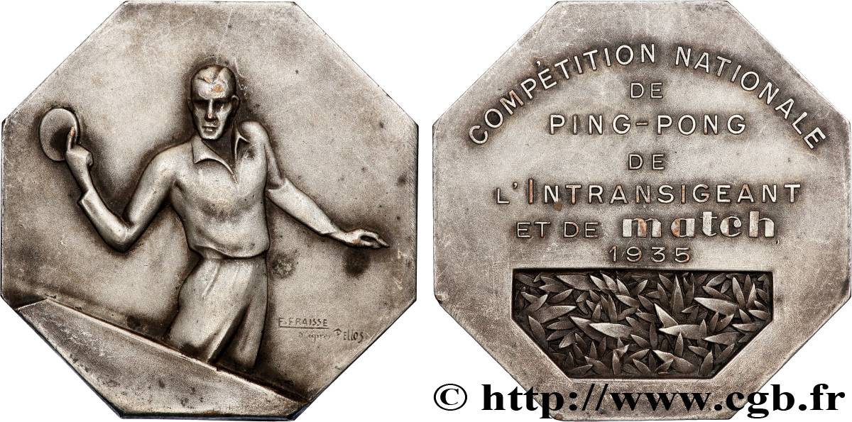 TROISIÈME RÉPUBLIQUE Médaille, Compétition nationale de ping-pong  TTB+