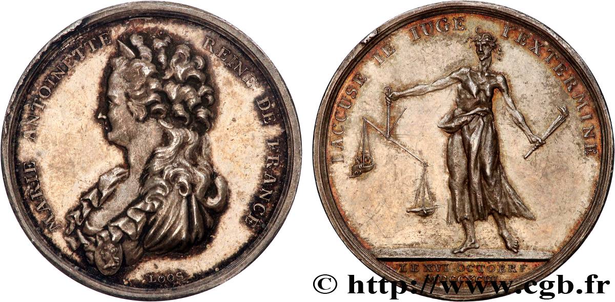 NATIONALKONVENT Médaille, dénonçant la mort de la reine le 16 octobre 1793 VZ