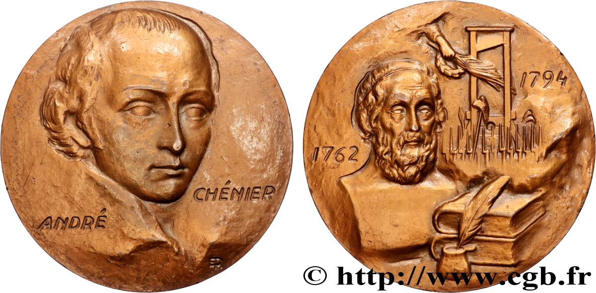 LITTÉRATURE : ÉCRIVAINS/ÉCRIVAINES - POÈTES Médaille, André Chenier TTB+