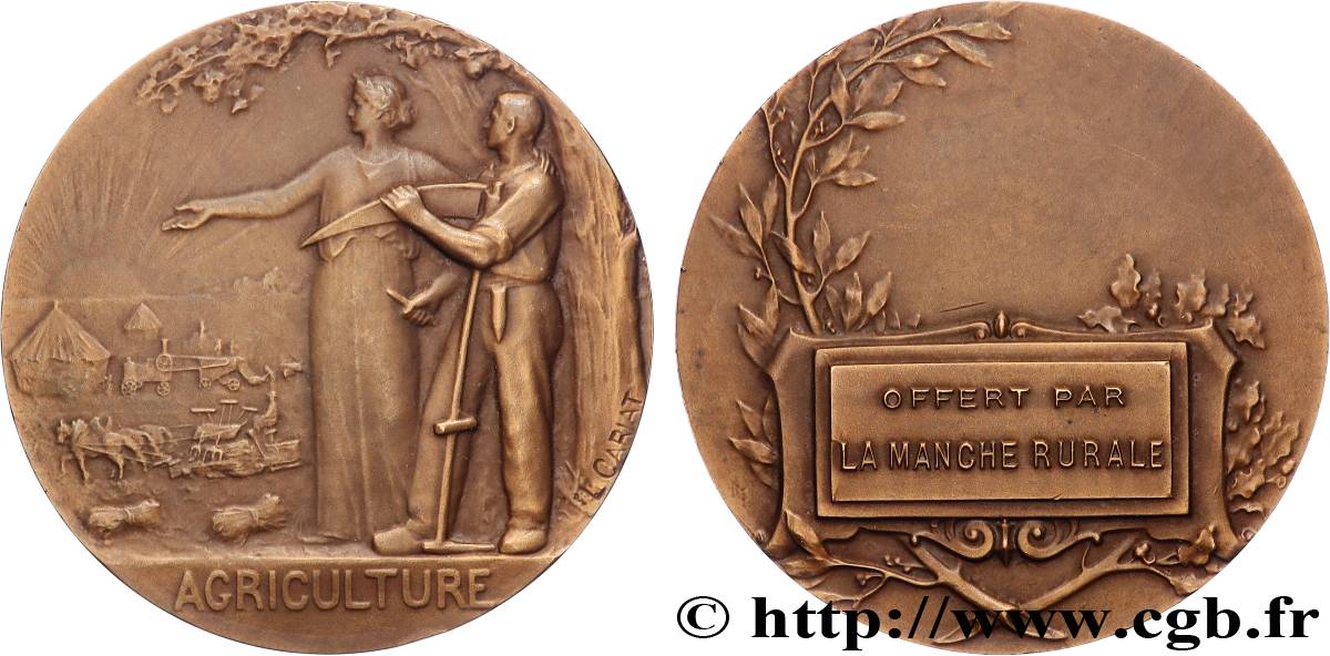 SOCIÉTÉS D AGRICULTURE, HORTICULTURE, PÈCHE ET CHASSE Médaille, La Manche rurale fVZ