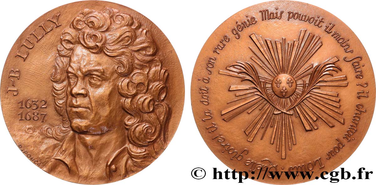 ARTISTES : GRAVEURS, PEINTRES, SCULPTEURS Médaille, Jean-Baptiste Lully SUP