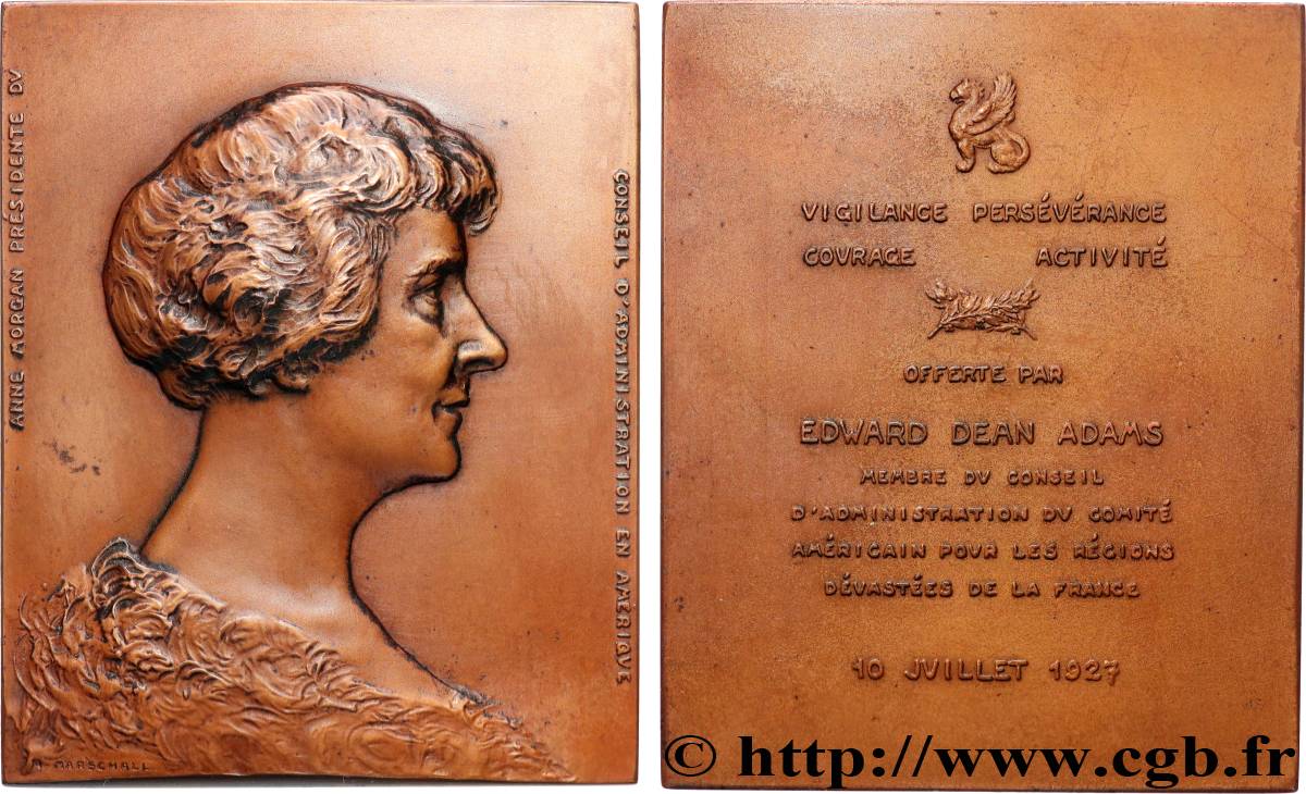 III REPUBLIC Plaquette, Conseil d’administration du comité américain pour les régions dévastées AU