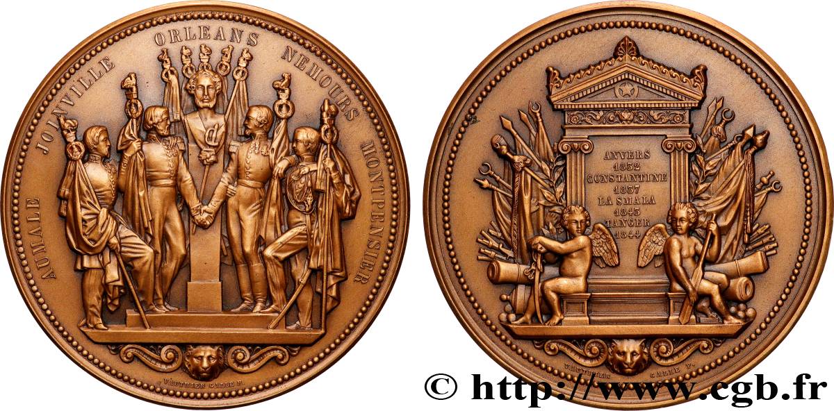 LOUIS-PHILIPPE Ier Médaille, Grandes victoires de l’armée française lors de la conquête de l’Algérie par les fils du roi Louis-Philippe Ier, refrappe SUP