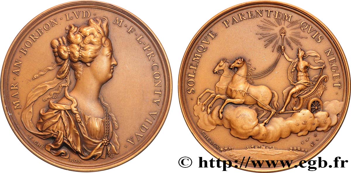 LOUIS XV THE BELOVED Médaille, Marie Anne de Bourbon, princesse de Conti, refrappe AU