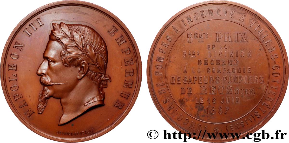 SECOND EMPIRE Médaille, 3e prix, Compagnie de sapeurs-pompiers de Betz AU/XF