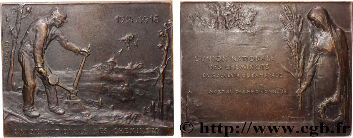 DRITTE FRANZOSISCHE REPUBLIK Plaquette, Union nationale des cheminots fVZ/SS