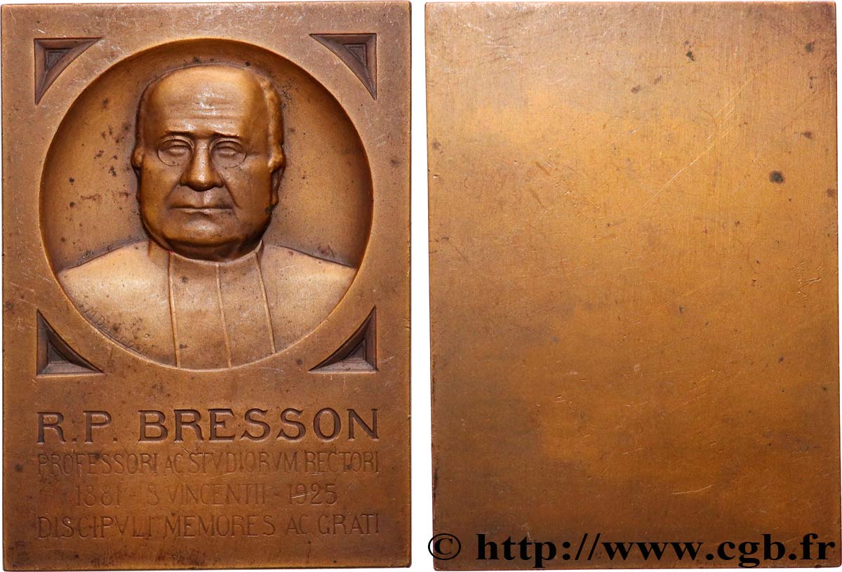 BÉLGICA - REINO DE BÉLGICA - ALBERTO I Plaquette, Révérend Père Bresson MBC