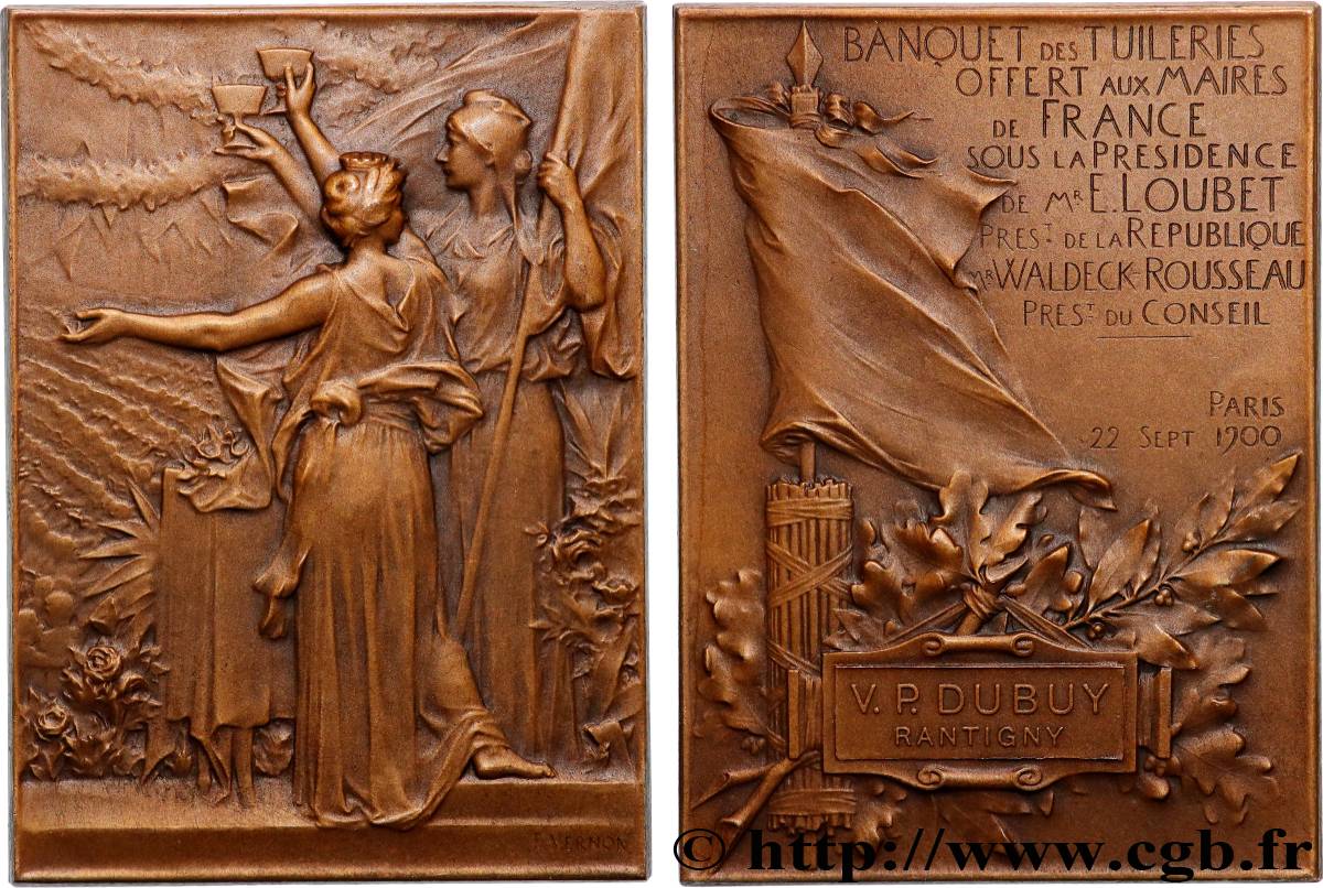 TROISIÈME RÉPUBLIQUE Plaquette, Banquet des tuileries offert aux maires de France SUP