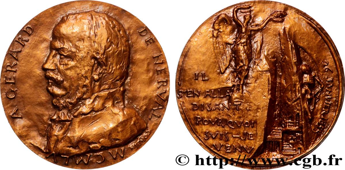 LITERATURE : WRITERS - POETS Médaille, Centenaire de la mort de Gérard de Nerval AU
