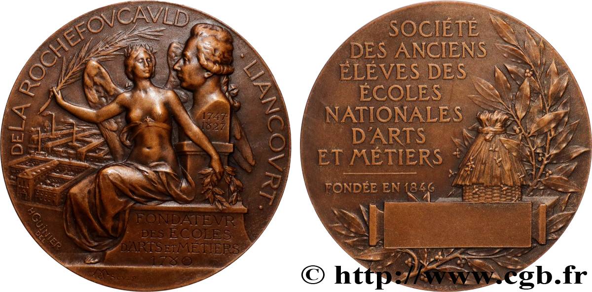 III REPUBLIC Médaille, Société des anciens élèves des écoles nationales d’Arts et Métiers AU/AU