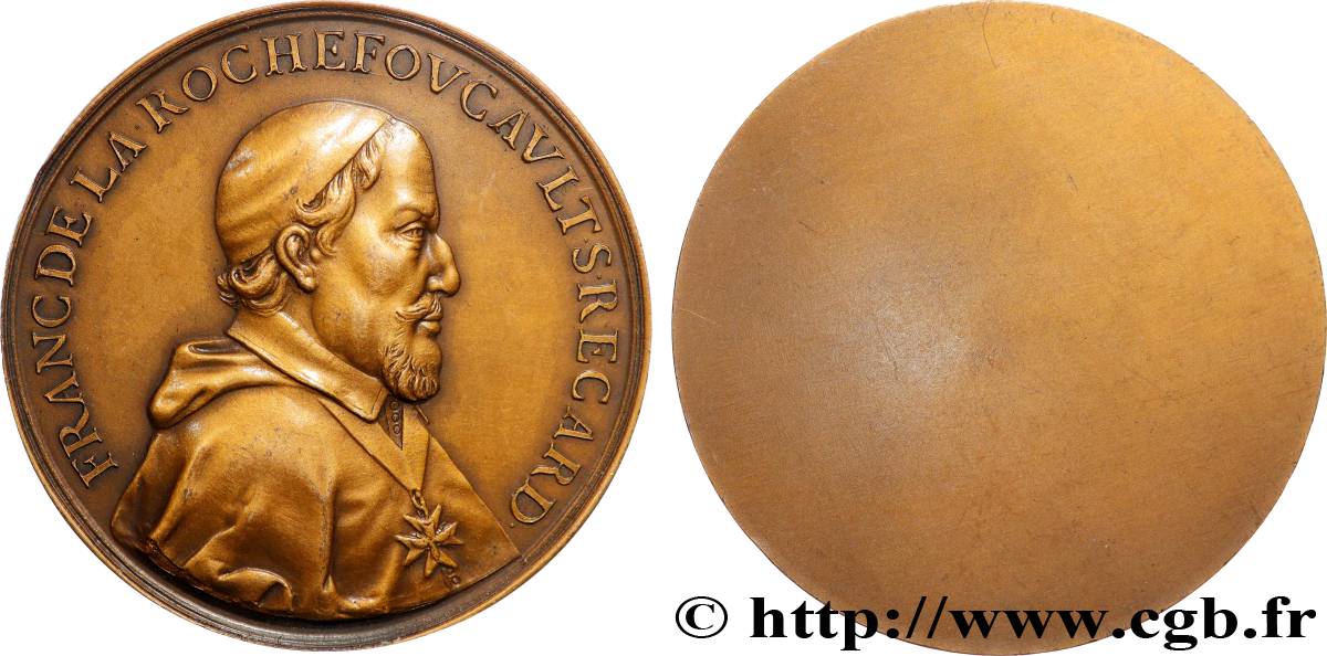LOUIS XIII Médaille, Cardinal François de La Rochefoucauld, refrappe AU