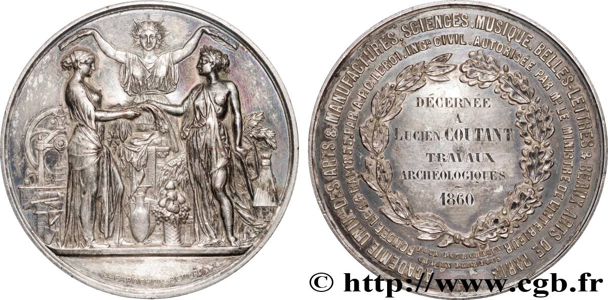 SECOND EMPIRE Médaille, Travaux archéologiques AU