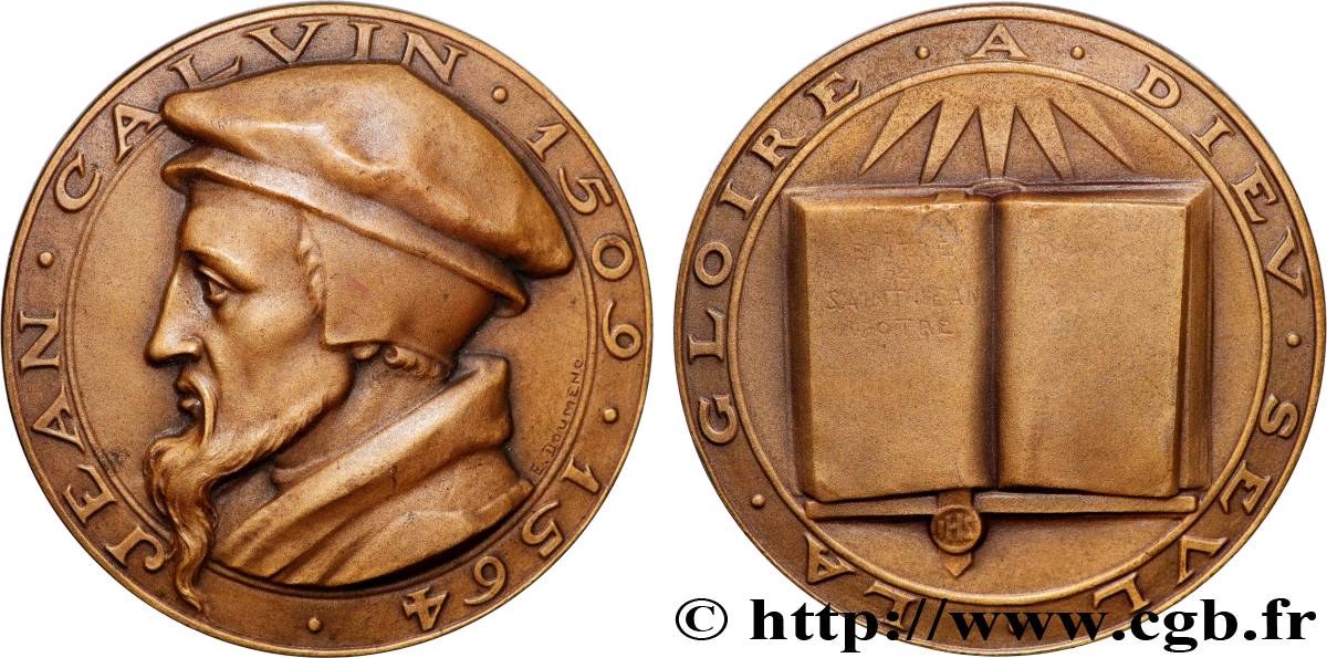 MÉDAILLES RELIGIEUSES Médaille, Jean Calvin VZ/fVZ