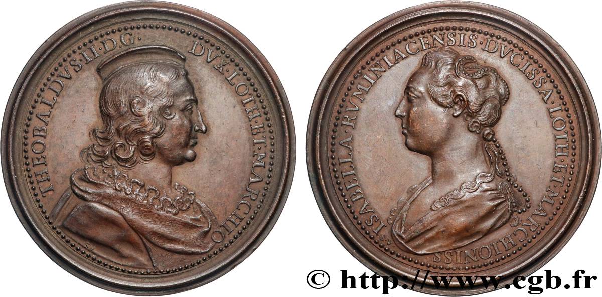 LORRAINE - DUCHÉ DE LORRAINE - THIÉBAUT II Médaille, Thiébaud II de Lorraine et Isabelle de Rumigni SUP