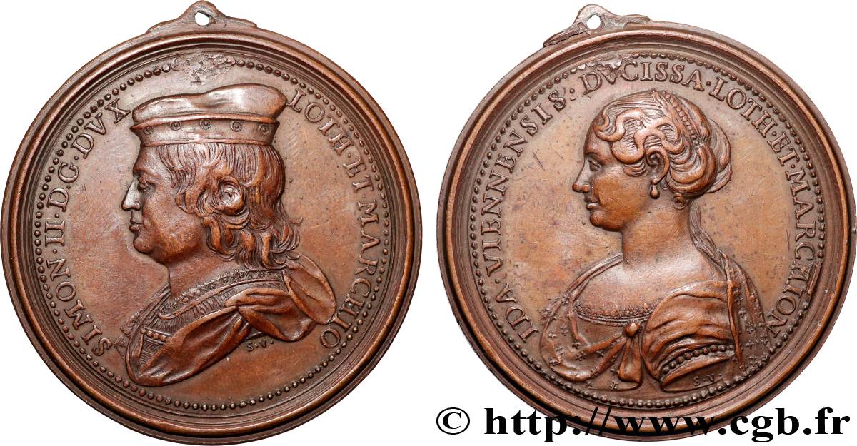 LORRAINE - DUCHY OF LORRAINE Médaille, Simon II, duc de Lorraine, et Ida de Vienne XF