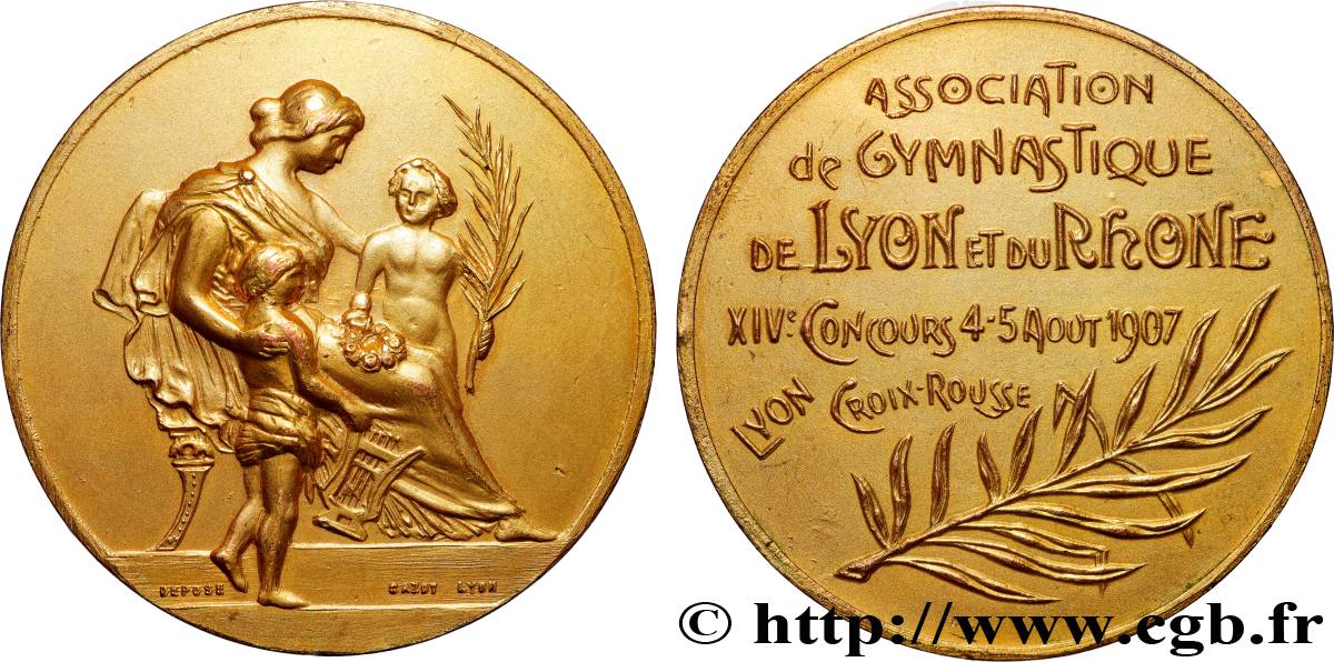 TROISIÈME RÉPUBLIQUE Médaille, Association de gymnastique, XIVe Concours TTB+