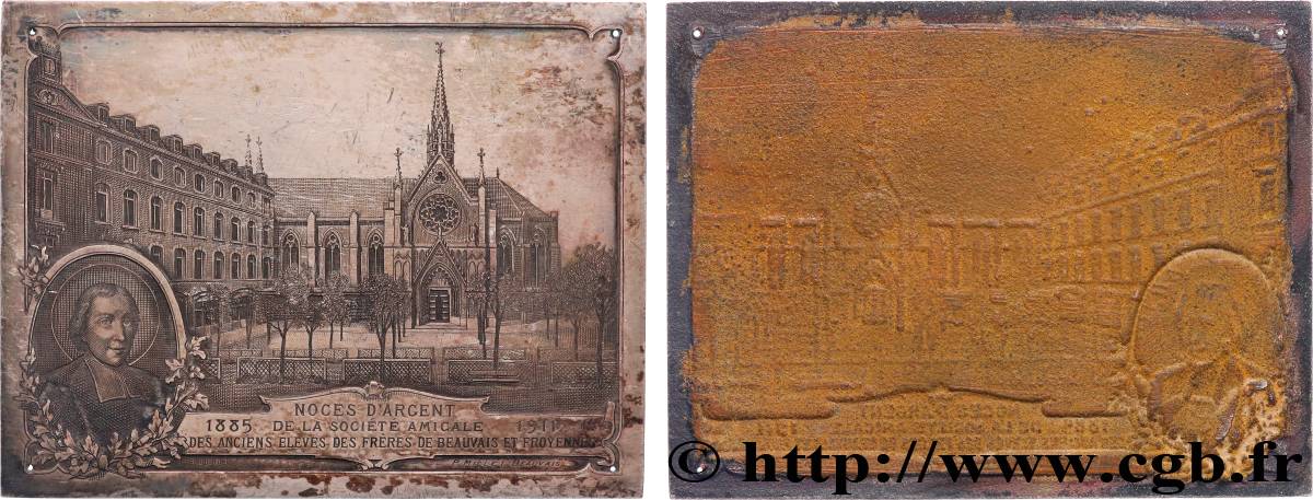 TROISIÈME RÉPUBLIQUE Plaquette, Noces d’argent de la société amicale des anciens élèves des frères de Beauvais et Froyennes TTB