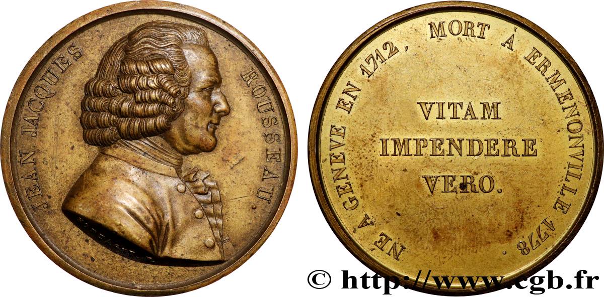 LITERATURE : WRITERS - POETS Médaille, Jean-Jacques Rousseau MBC+