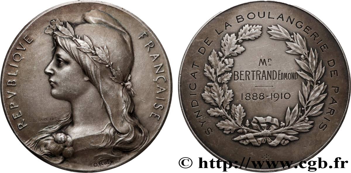 TERZA REPUBBLICA FRANCESE Médaille, Syndicat de la boulangerie de Paris SPL/q.SPL