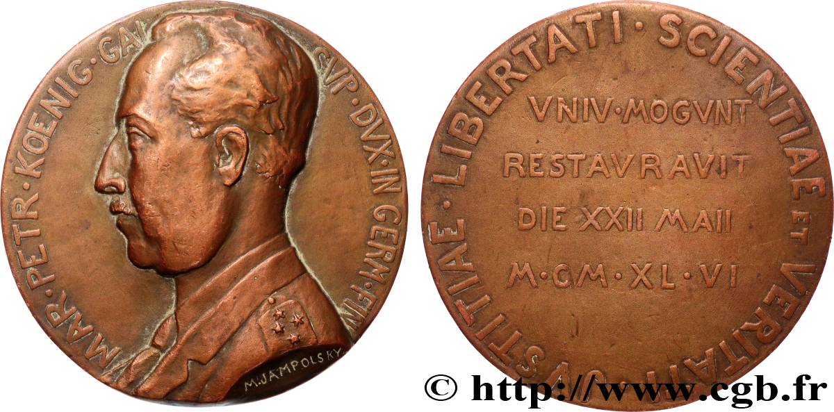 QUATRIÈME RÉPUBLIQUE Médaille, Pierre Kœnig TTB