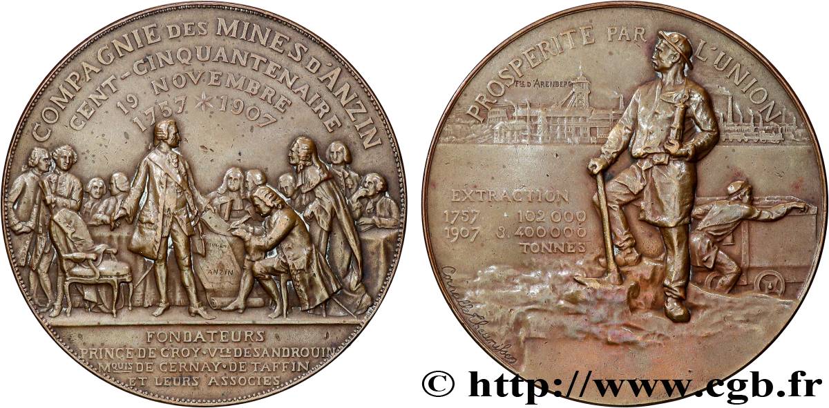 DRITTE FRANZOSISCHE REPUBLIK Médaille, 150e anniversaire de la Compagnie des mines d’Anzin SS