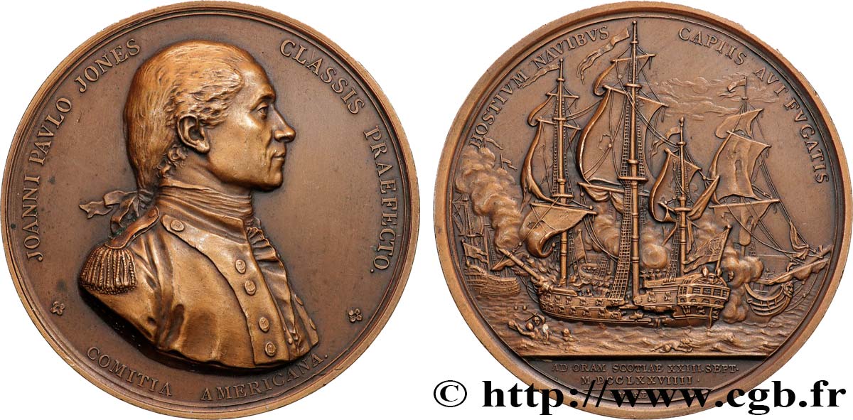 UNITED STATES OF AMERICA Médaille, Capitaine John Paul Jones, Comitia americana, Capture de la frégate anglaise HMS Sérapis, refrappe AU