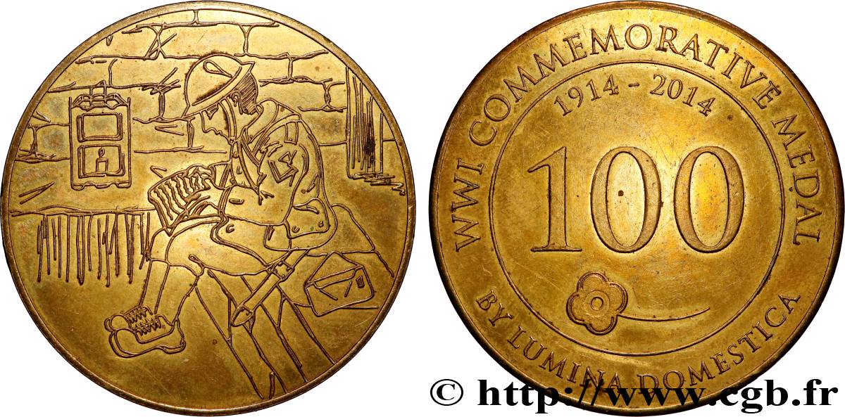 BELGIUM Médaille, Commémoration de la première guerre mondiale par le musée Lumina domestica AU