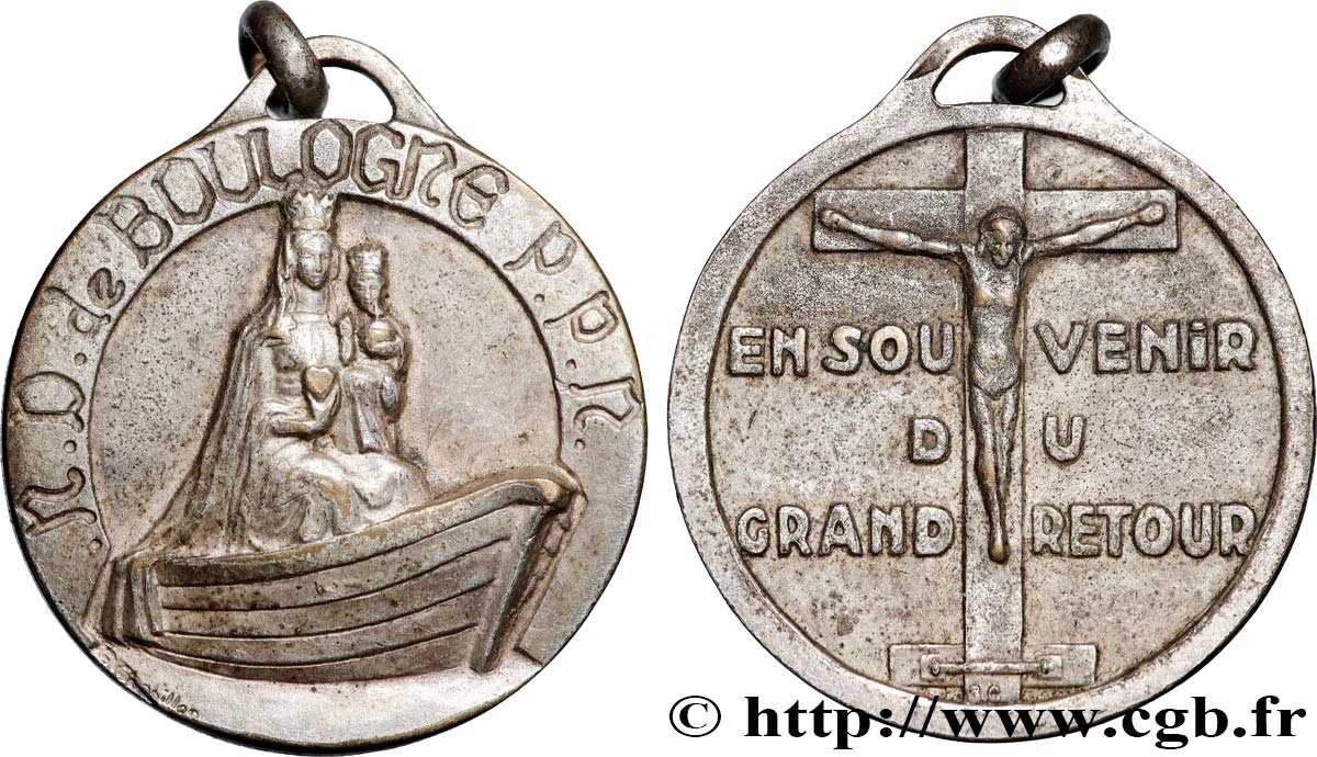 MÉDAILLES RELIGIEUSES Médaille, En souvenir du grand retour, Notre-Dame de Boulogne AU