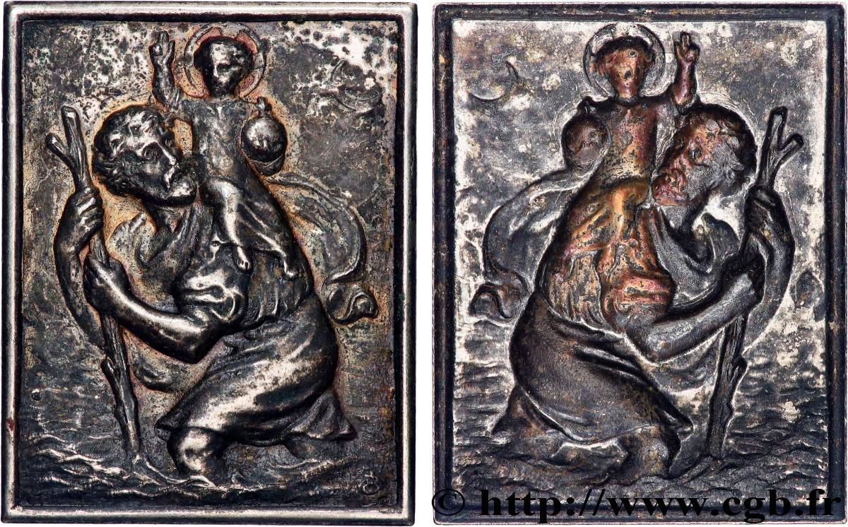 MÉDAILLES RELIGIEUSES Plaquette, Saint Christophe TTB