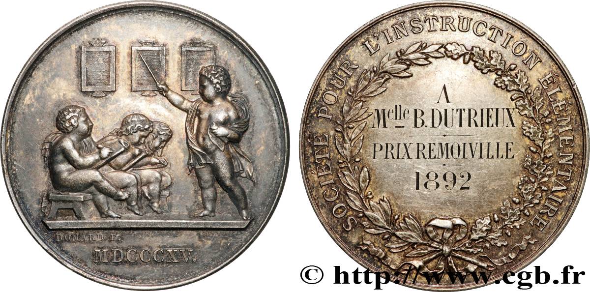 III REPUBLIC Médaille, Société pour l’instruction élémentaire AU