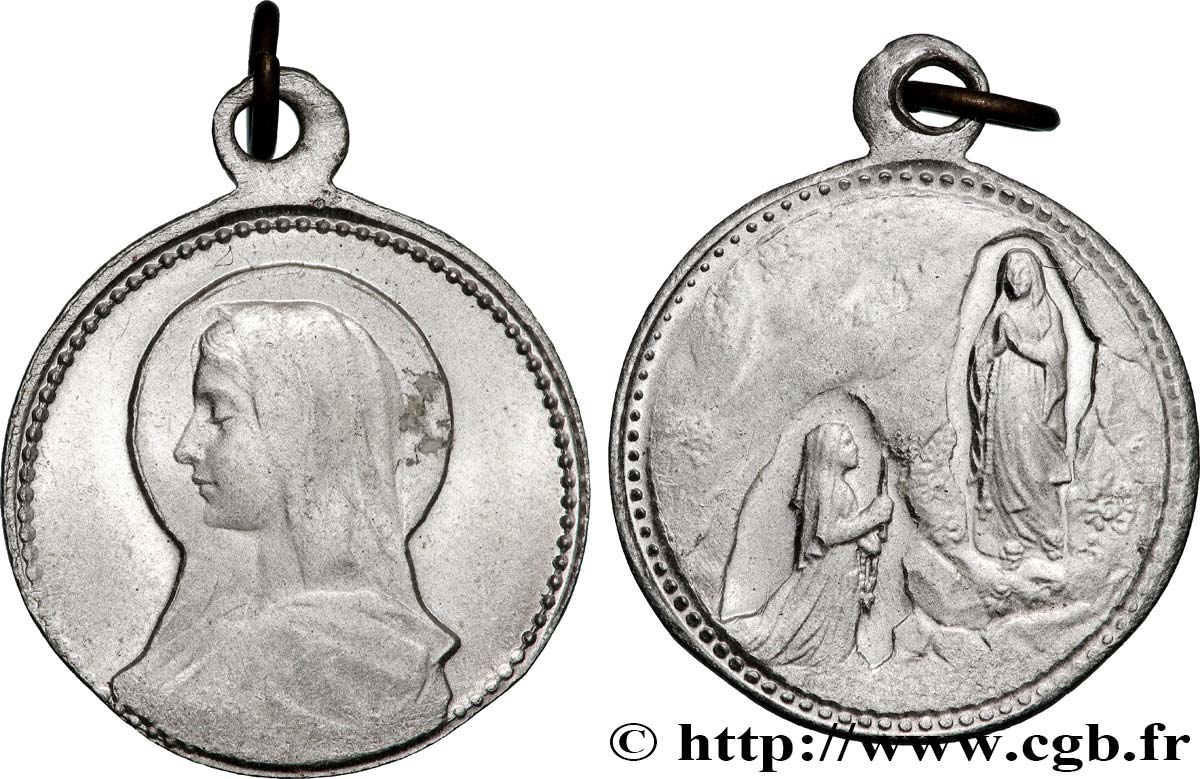 MÉDAILLES RELIGIEUSES Médaille, Notre-Dame de Lourdes AU