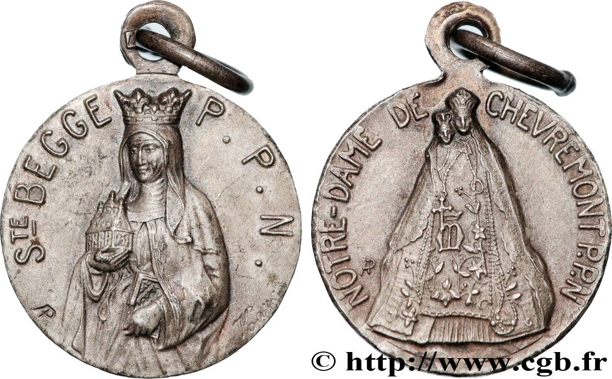 MÉDAILLES RELIGIEUSES Médaille, Sainte Begge d’Andenne, Notre-Dame de Chèvremont TTB+