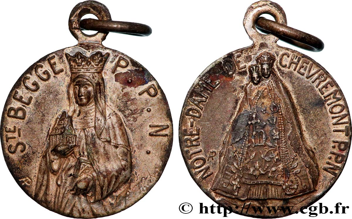 MÉDAILLES RELIGIEUSES Médaille, Sainte Begge d’Andenne, Notre-Dame de Chèvremont TTB